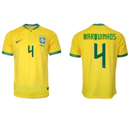 Brasilien Marquinhos 4 Hjemme VM 2022 - Fodboldtrøjer (S/S)